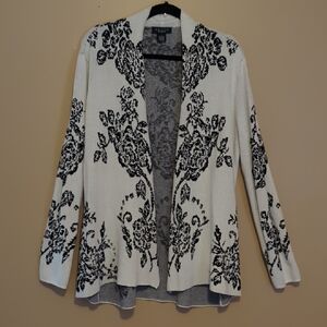 GRACE Black and White Floral Cardigan
